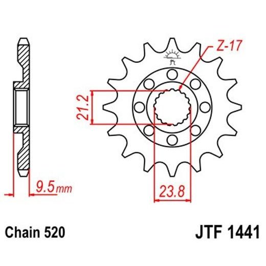 Sprednji verižnik JT JTF 1441-15 15T, 520