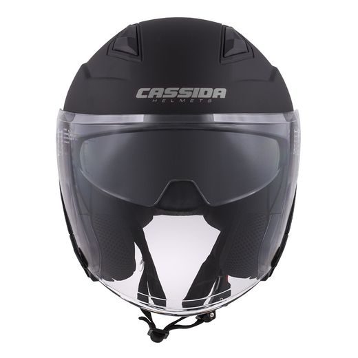 Jet čelada CASSIDA JET TECH black matt / grey logos XL