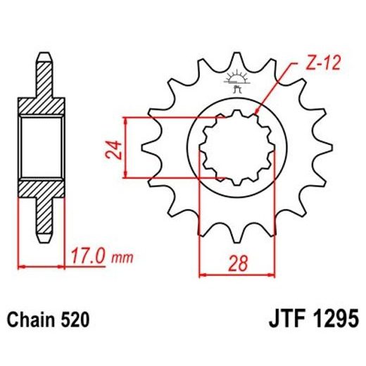 Sprednji verižnik JT JTF 1295-13 13T, 520