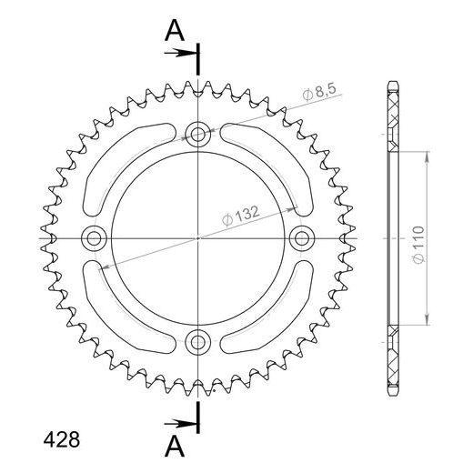 Aluminijasti zadnji verižnik (zobnik) SUPERSPROX RAL-898:48-BLK črna 48T, 428