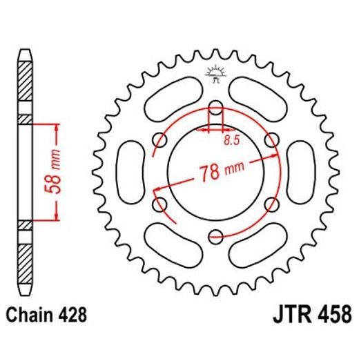 Zadnji verižnik (zobnik) JT JTR 458-36 36T, 428