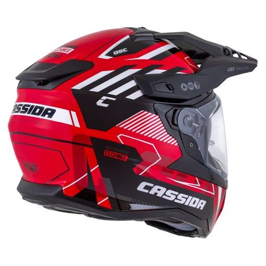 Motocross Helmet CASSIDA ROAD RUNNER TechniX red/ black/ white/ grey/ black matt peak S