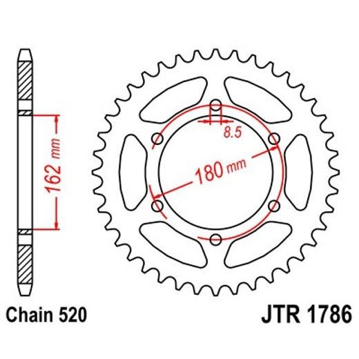 Zadnji verižnik (zobnik) JT JTR 1786-46 46T, 520