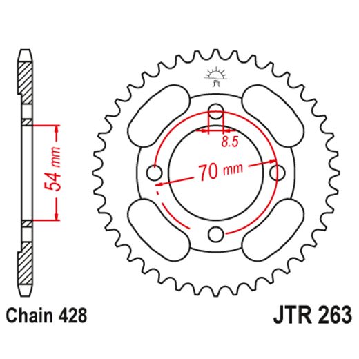 Zadnji verižnik (zobnik) JT JTR 263-40ZBK 40T, 428 Black Zinc