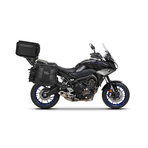Set of SHAD TERRA TR40 adventure saddlebags and SHAD TERRA aluminium top case TR55 PURE BLACK, including mounting kit SHAD YAMAHA TRACER 900/GT