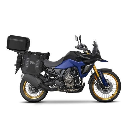 Set of SHAD TERRA TR40 adventure saddlebags and SHAD TERRA aluminium top case TR55 PURE BLACK, including mounting kit SHAD SUZUKI V-STROM 800 DE