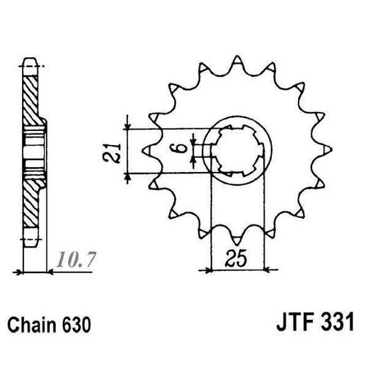 Sprednji verižnik JT JTF 331-15 15T, 630
