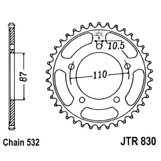 Zadnji verižnik (zobnik) JT JTR 830-45 45T, 532