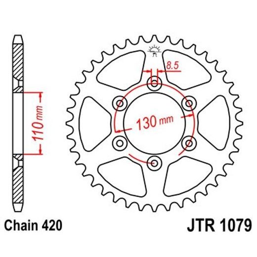 Zadnji verižnik (zobnik) JT JTR 1079-62 62T, 420