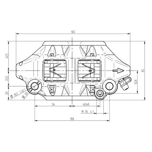 Radial brake caliper ACCOSSATO PZ004 forged monoblock 108 mm distance with pistons in aluminium