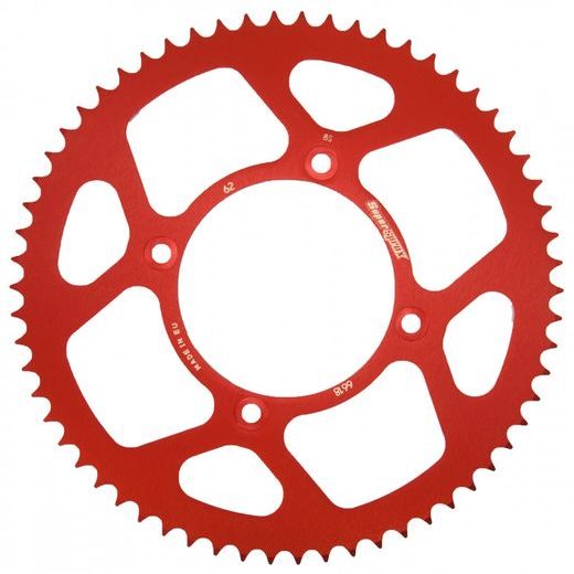 Aluminijasti zadnji verižnik (zobnik) SUPERSPROX RAL-6618:62-RED rdeč 62T, 420