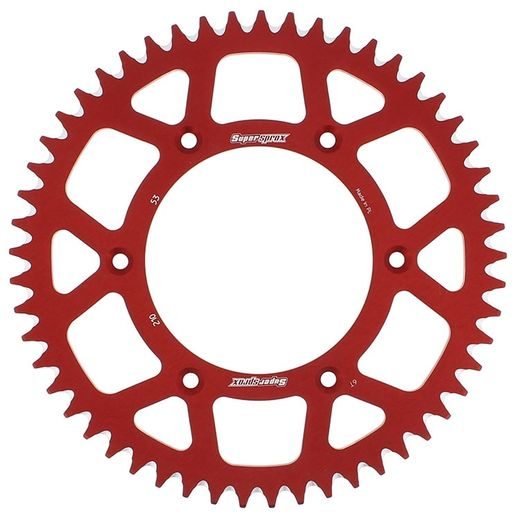 Aluminijasti zadnji verižnik (zobnik) SUPERSPROX RAL-210:53-RED rdeč 53T, 520