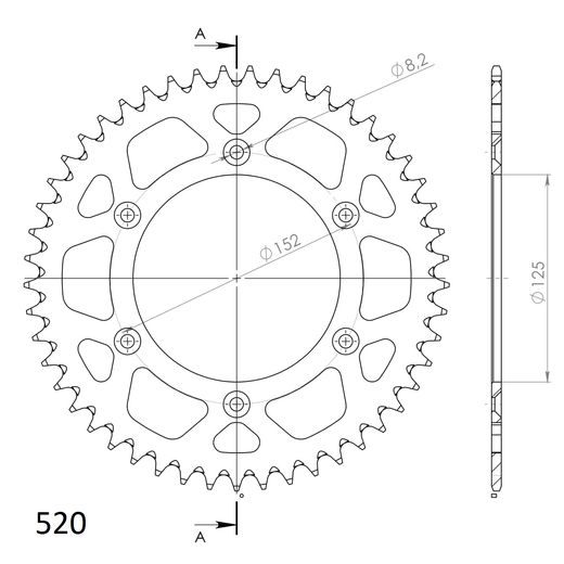 Aluminijasti zadnji verižnik (zobnik) SUPERSPROX RAL-8000:49-RED rdeč 49T, 520