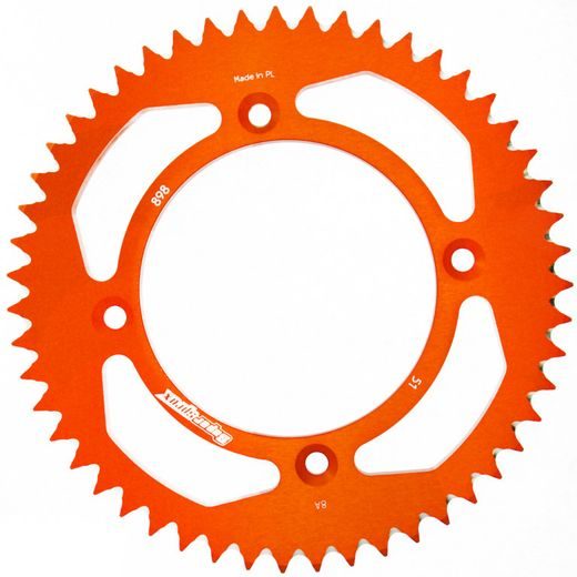 Aluminijasti zadnji verižnik (zobnik) SUPERSPROX RAL-898:51-ORG oranžna 51T, 428