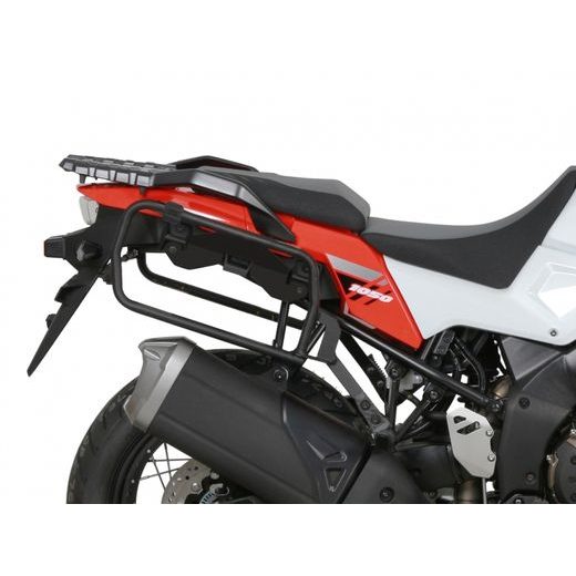 Komplet aluminijastih kovčkov z nosilci in ploščo SHAD TERRA BLACK, 48L zadnji kovček in 36L stranski kovčki SHAD SUZUKI DL 1000 V-Strom/ DL 1050 V-Strom