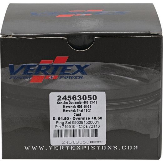 Complete piston VERTEX 24563050 Cylinder 91,5, piston 91,46 mm (Cast)