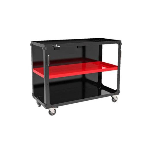 Trolley with 3 shelves LV8 EQC3RS.1105.R L1200 black with red shelves