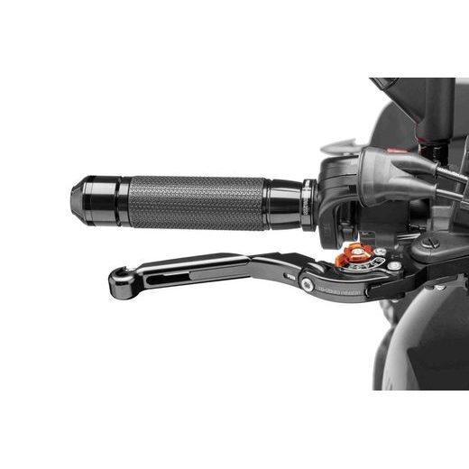Brake lever without adapter PUIG 19NNT raztegljiva poklopna (extendable folding) black/orange