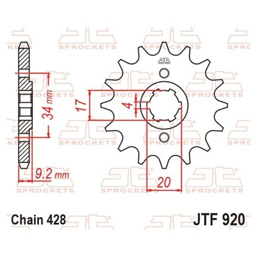 Sprednji verižnik JT JTF 920-15 15T, 428