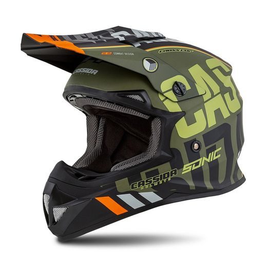 Motocross Helmet CASSIDA CROSS CUP SONIC matt green /orange 2XL