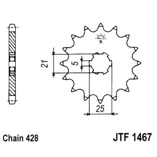 Sprednji verižnik JT JTF 1467-13 13T, 428