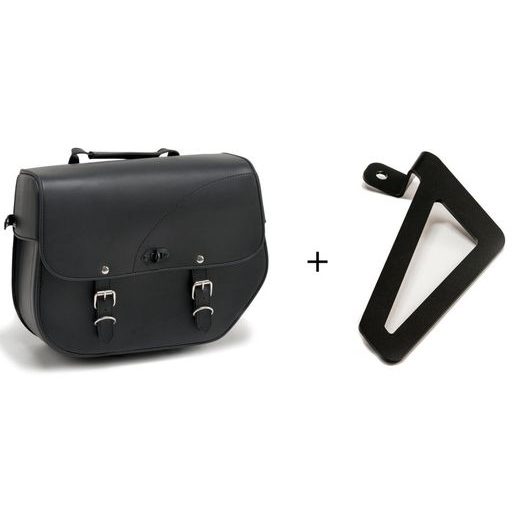 Leather saddlebag CUSTOMACCES SANT LOUIS APS012N črna left, with metal base left side and left fitting kit