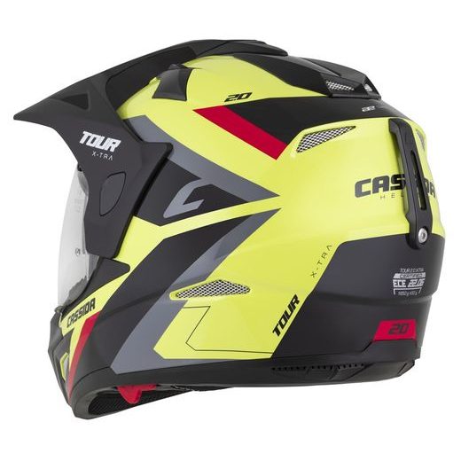 Motocross Helmet CASSIDA TOUR 2.0 X-TRA yellow fluo/black/red/gray/black matt peak M