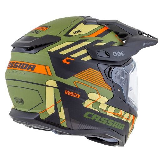 Motocross Helmet CASSIDA ROAD RUNNER TechniX green matt/ black/ orange/ grey/ black matt peak S