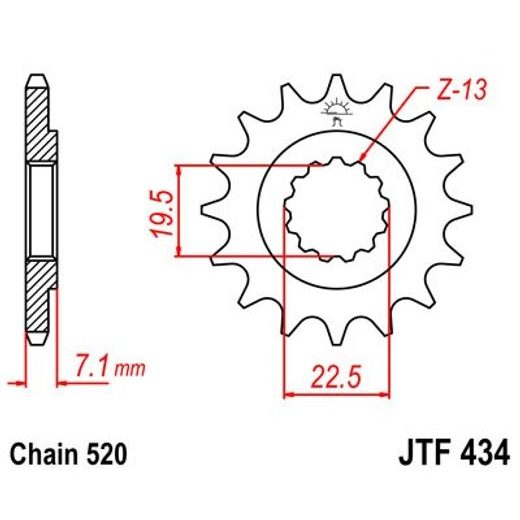 Sprednji verižnik JT JTF 434-13 13T, 520