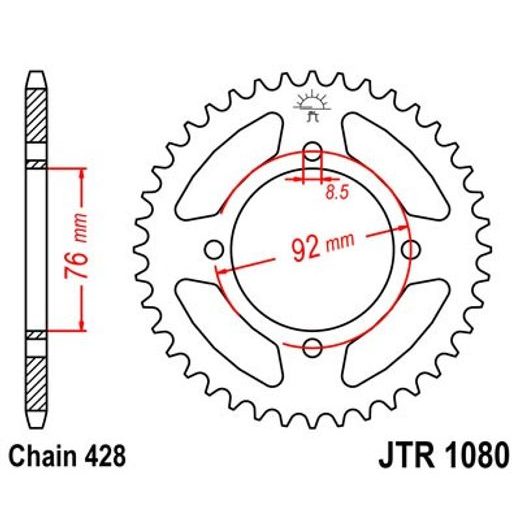 Zadnji verižnik (zobnik) JT JTR 1080-39 39T, 428