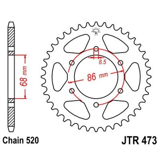 Zadnji verižnik (zobnik) JT JTR 473-37 37T, 520