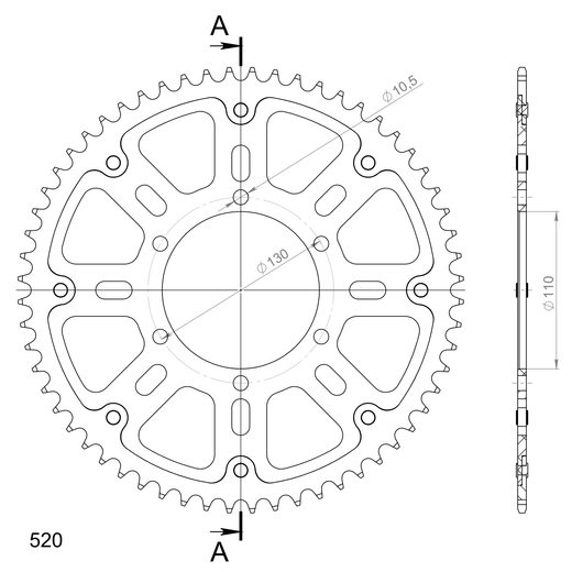 Rear sprocket SUPERSPROX STEALTH RST-486:60-GLD zlata 60T, 520