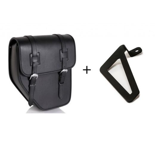 Leather saddlebag CUSTOMACCES IBIZA APS015N črna right, with side metal base + universal support