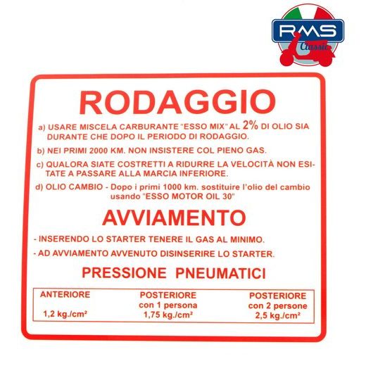 Etiketa RMS 142721040 rdeč "Rodaggio"