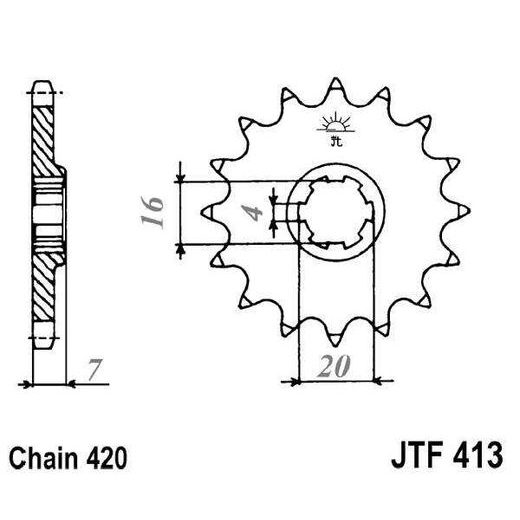 Sprednji verižnik JT JTF 413-12 12T, 420