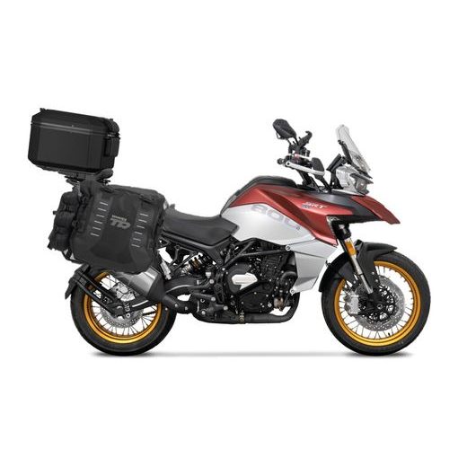 Set of SHAD TERRA TR40 adventure saddlebags and SHAD TERRA aluminium top case TR55 PURE BLACK, including mounting kit SHAD QJMOTOR SRT800/X