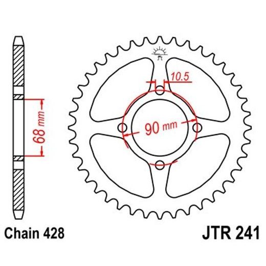 Zadnji verižnik (zobnik) JT JTR 241-53 53T, 428