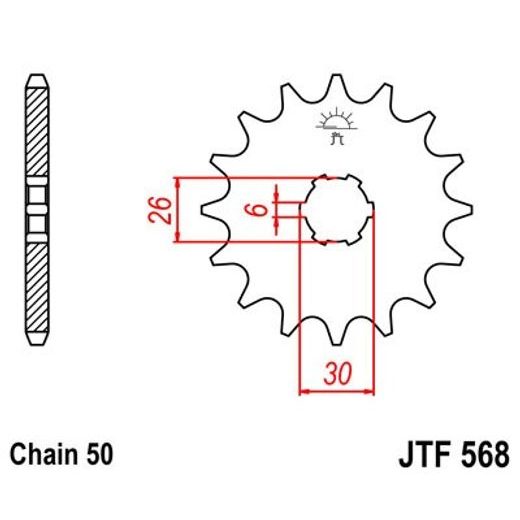 Sprednji verižnik JT JTF 568-16 16T, 530
