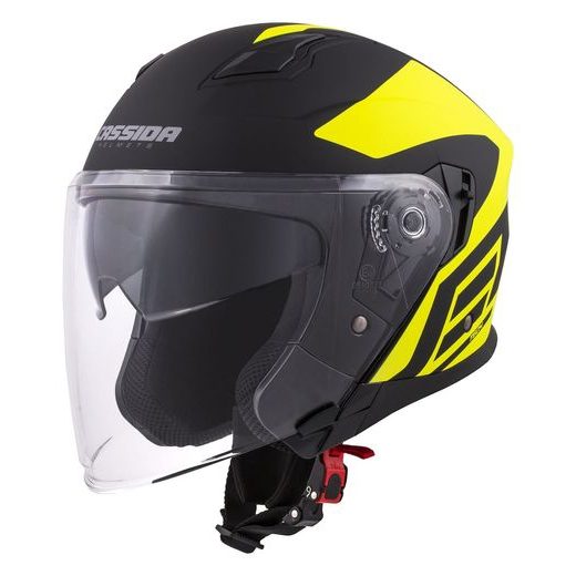 Jet čelada CASSIDA JET TECH CORSO black matt / yellow fluo M