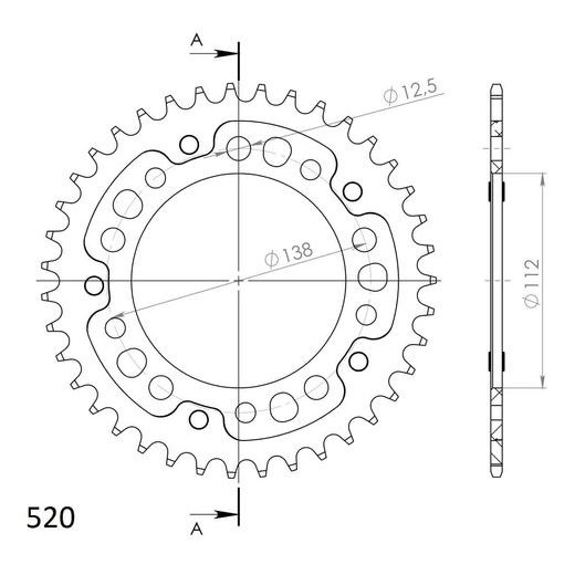 Zadnji verižnik (zobnik) SUPERSPROX STEALTH RST-1303:39-RED rdeč 39T, 520