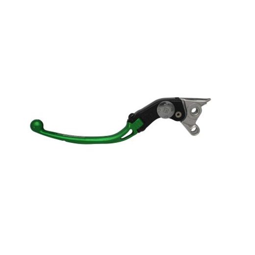Adjustable folding lever ACCOSSATO LV008 in aluminium for original clutch master cylinders zelena