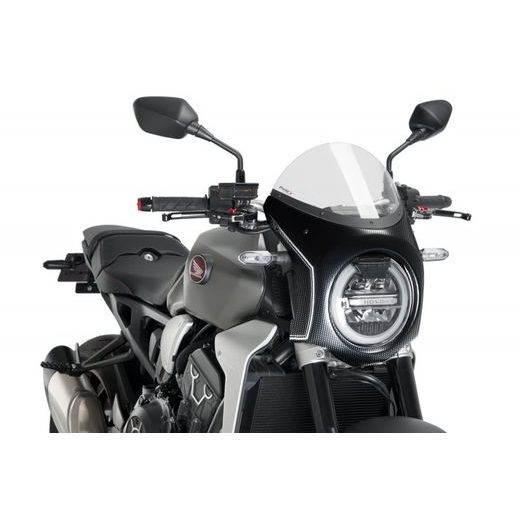 Windshield PUIG SEMI-FAIRING 3143W carbon look prozorna