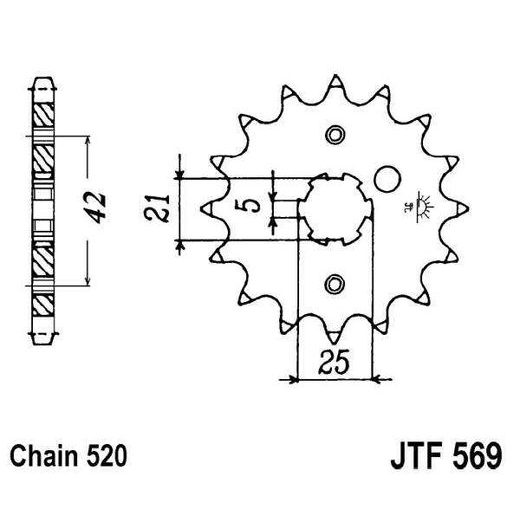 Sprednji verižnik JT JTF 569-16 16T, 520