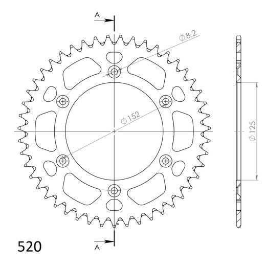 Aluminijasti zadnji verižnik (zobnik) SUPERSPROX RAL-8000:47-RED rdeč 47T, 520