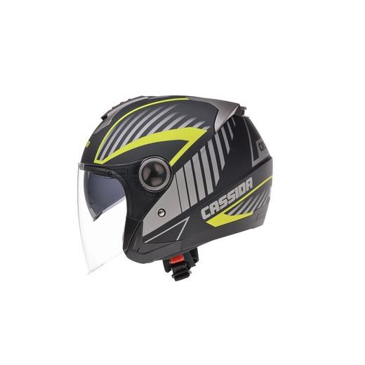 Jet čelada CASSIDA MAGNUM black matt/ grey/ yellow fluo M