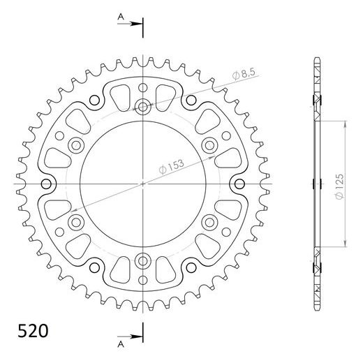 Rear sprocket SUPERSPROX STEALTH RST-210:48-GLD zlata 48T, 520