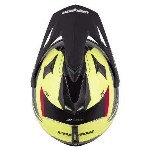 Motocross Helmet CASSIDA TOUR 2.0 X-TRA yellow fluo/black/red/gray/black matt peak M