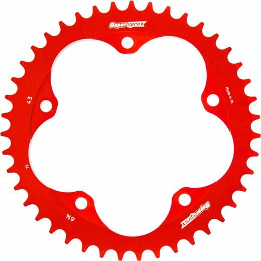 Aluminijasti zadnji verižnik (zobnik) SUPERSPROX RAL-614:43-RED rdeč 43T, 525