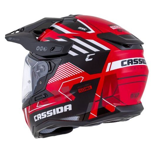 Motocross Helmet CASSIDA ROAD RUNNER TechniX red/ black/ white/ grey/ black matt peak S