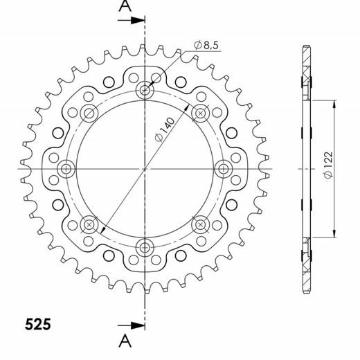 Zadnji verižnik (zobnik) SUPERSPROX STEALTH RST-474:42-RED rdeč 42T, 525